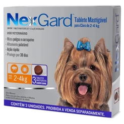 Nexgard 2kg a 4kg 3 Comprimidos Antipulgas e Carrapatos Para Cachorro