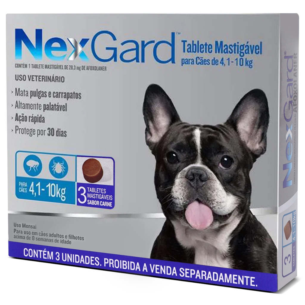 Nexgard 4 a 10 KG 3 Comprimidos Antipulgas e Carrapatos Para Cachorro em Oferta na Shopee
