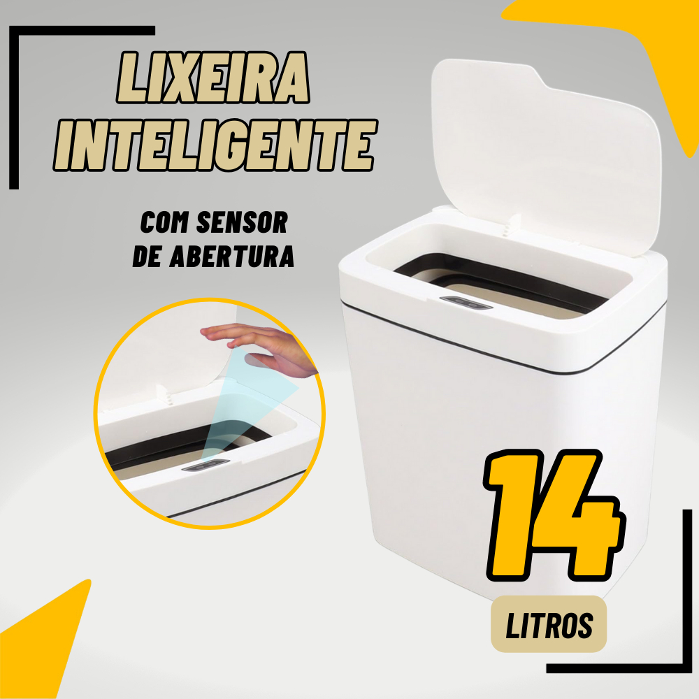 Lixeira Inteligente com Sensor Automática 14 Litros Banheiro Cozinha