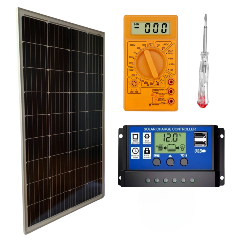 Placa Painel Solar 155w + Controlador + Multímetro + Chave