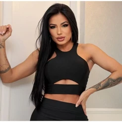 Cropped Feminino Nadador Etiene em Suplex com Bojo Moda Verão