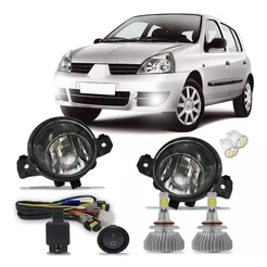 Kit Farol De Milha Renault Clio 04 05 06 07 2008 2009 2010 + Kit Super Led 6000k