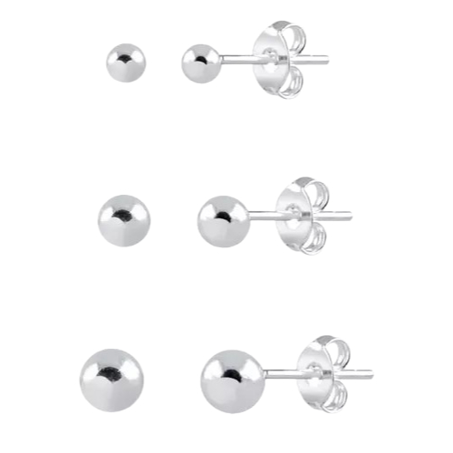Trio Brinco em Prata 925 Bola Maciça em Oferta na Shopee