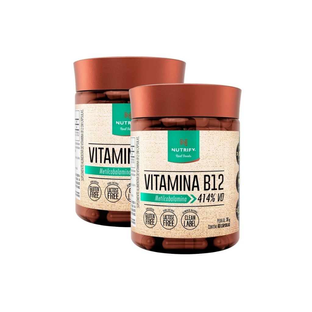 Kit 2X Vitamina B12 Metilcobalamina 414% 60caps Nutrify Original Vegana Zero Açúcar Glúten em Oferta na Shopee
