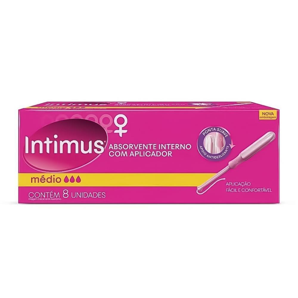 INTIMUS ABSORVENTE INTERNO MÉDIO COM APLICADOR DE 8 UNIDADES em Oferta na Shopee