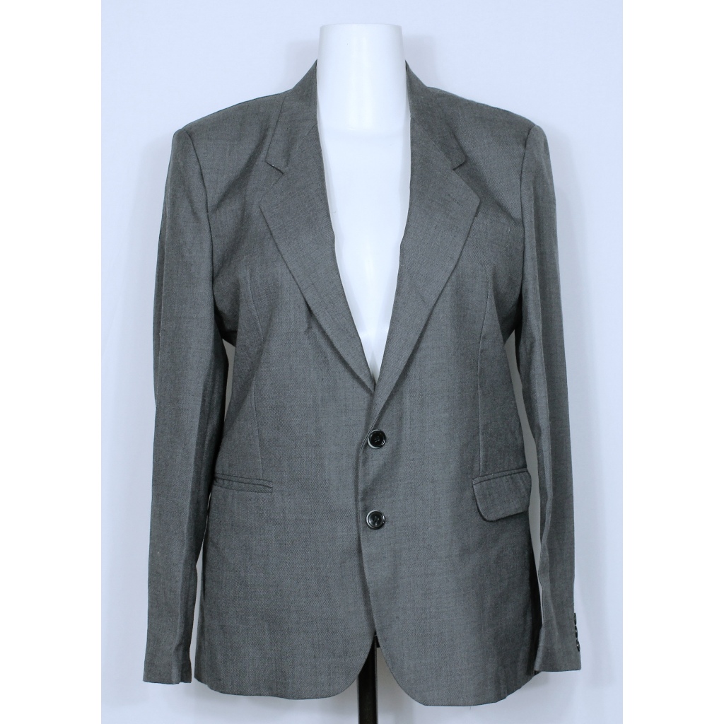 Blazer social alfaiataria masculina lã plus size cinza tradicional - Tamanho 52 M - Ref. 2387 (brechó)