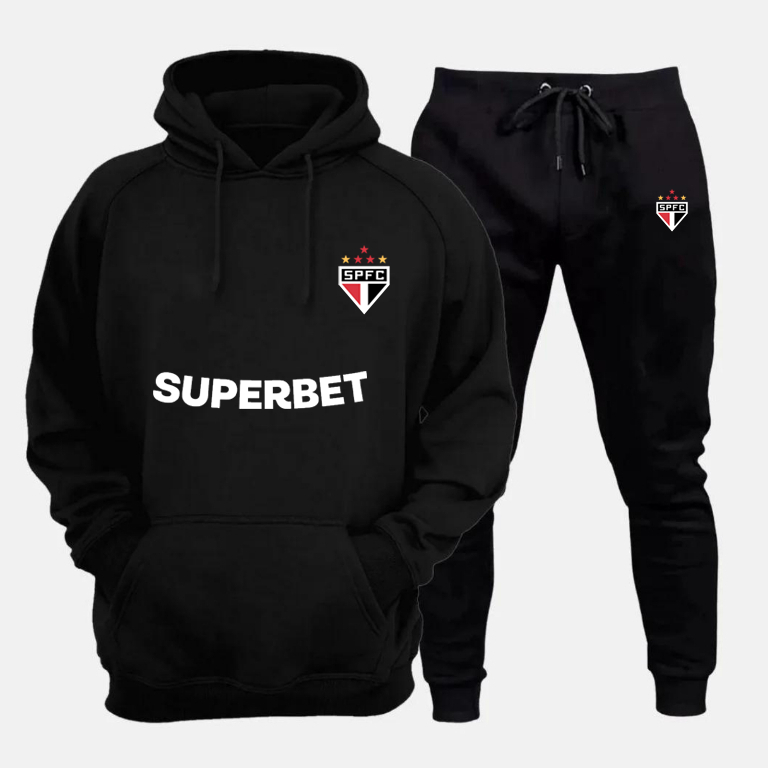 Conjunto Moletom SP Casaco + Calça Blusa De Frio Lançamento 2024 Brasileirão Futebol