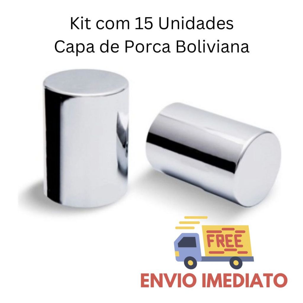 Kit 15 Capa de Porca Boliviana 33 32 27 24mm Cromada Para Parafuso Roda de Caminhão em Oferta na Shopee