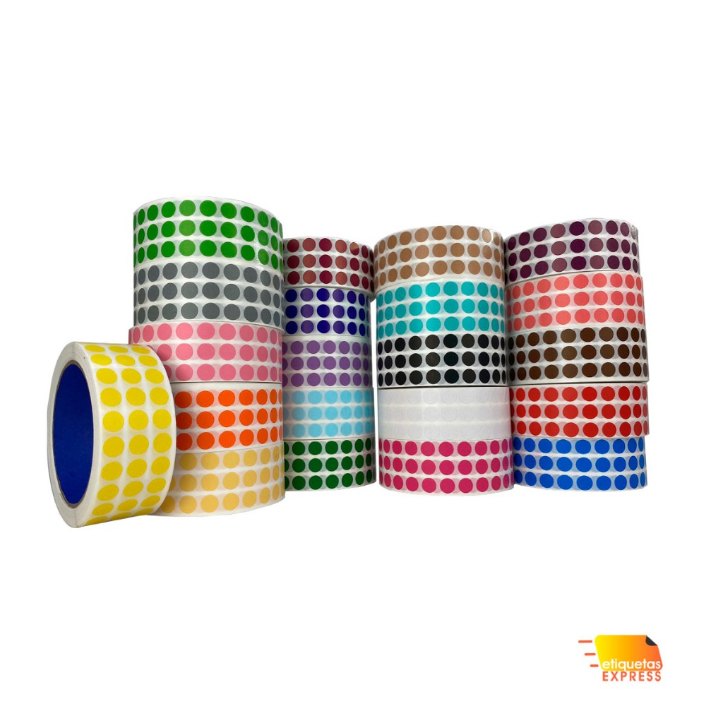 Etiqueta Selo Bolinha Colorida 10mm - Rolo Com 5000 Adesivos