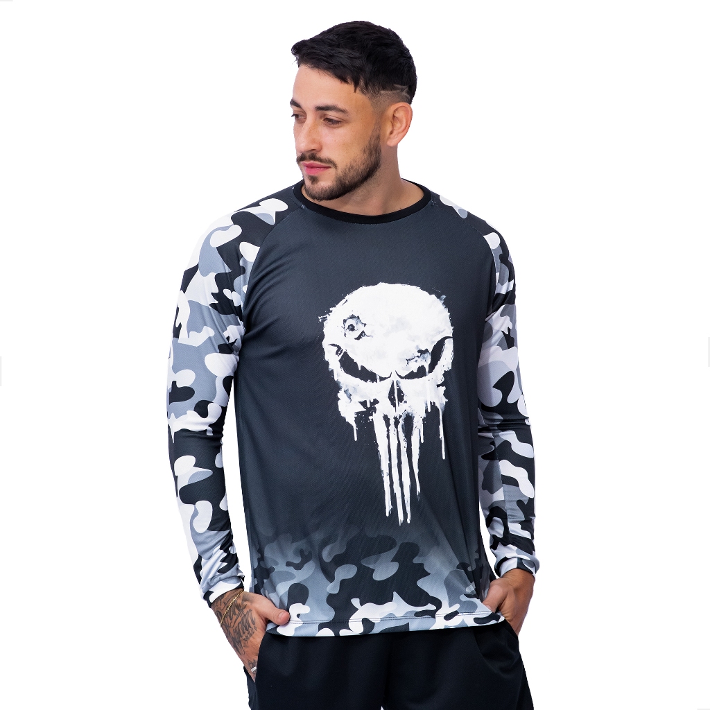 Bolldor Camisa Dry Fit Manga Longa  Academia Camisa Camuflada