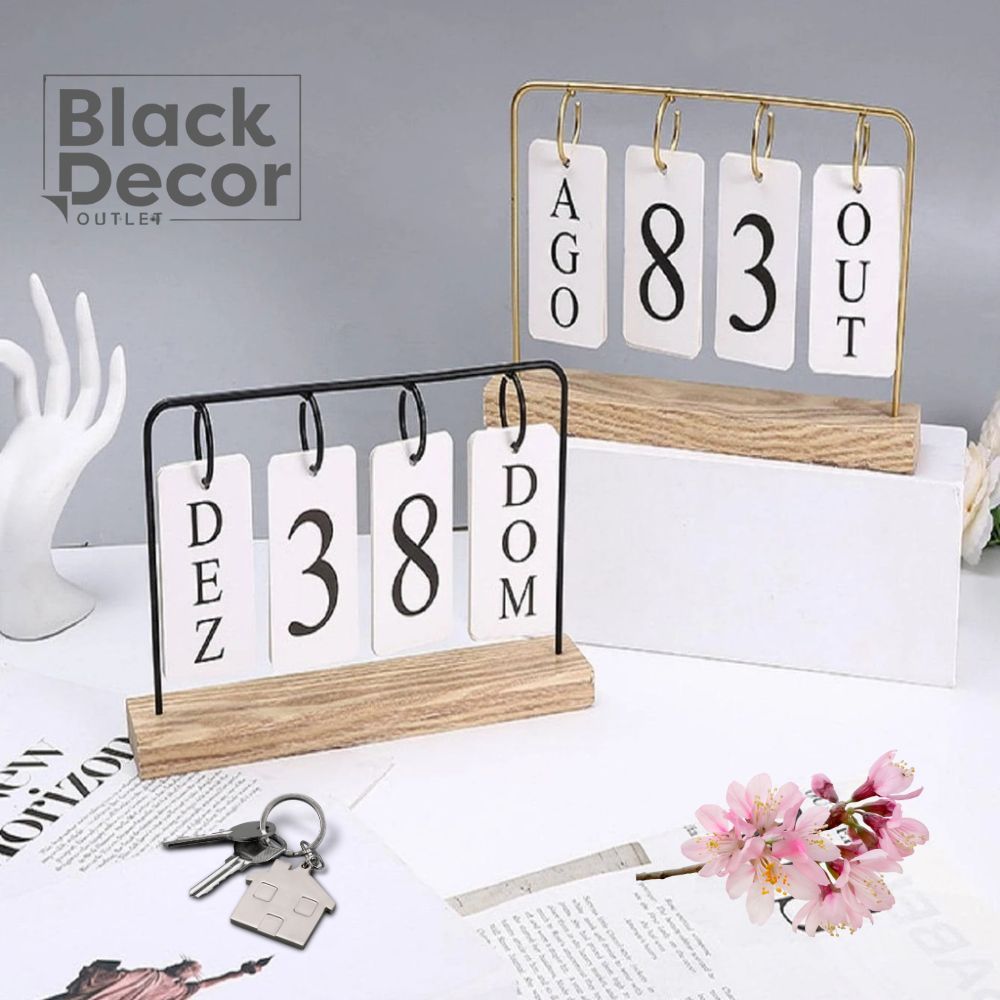 Calendário de Mesa Permanete Decorativo com Plaquinhas Casa Escritório