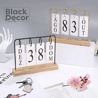 Calendário de Mesa Permanete Decorativo com Plaquinhas Casa Escritório em Oferta na Shopee