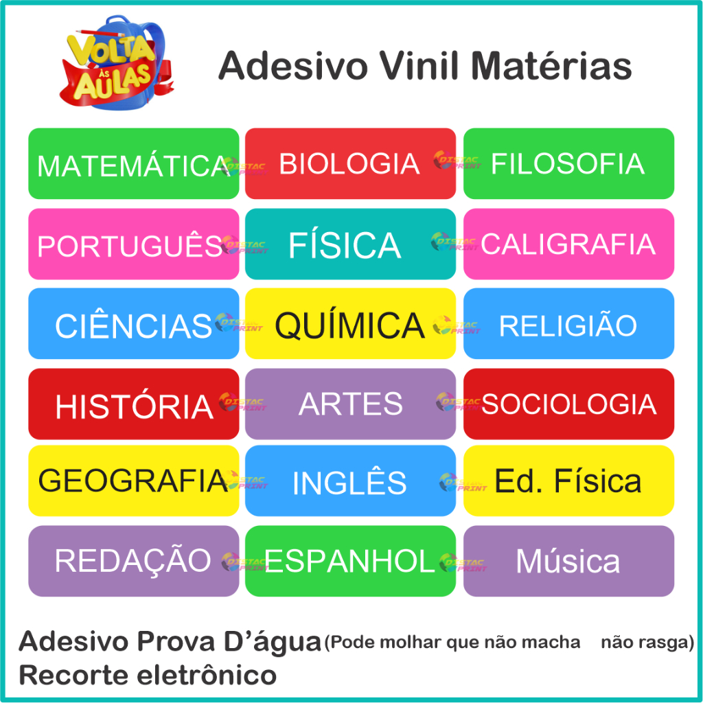 Etiqueta com Matérias Escolares para Caderno 6x2cm | Volta as Aulas | Adesivo Matérias | Etiqueta Escolar em Oferta na Shopee