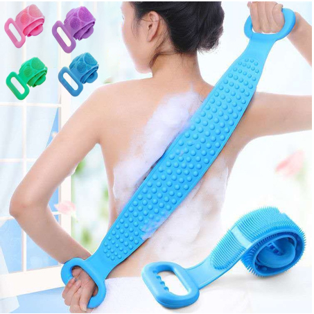 Kit Com 2 Peças Cinta Escova De Banho Silicone Massageador Esfoliação Lava Costas Bucha  Esfoliação Corpo Todo GA119