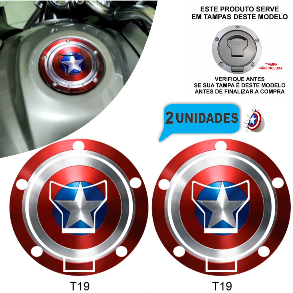 Adesivo Tampa Do Tanque Para Moto Protetor Capitão América Da HONDA,CG Titan Fan CG CB NXR SAHARA XRE NC CBR