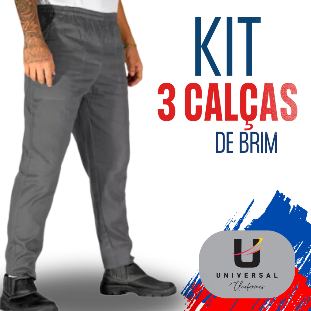 Kit 3 Calça Para Trabalho REFORÇADA Brim Pesado Uniforme Operacional