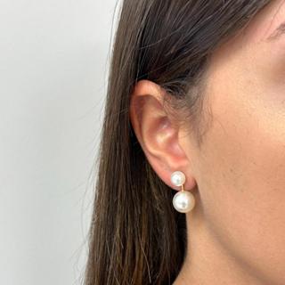 Brinco Duas Pérolas Folheadas a Ouro 18k em Oferta na Shopee