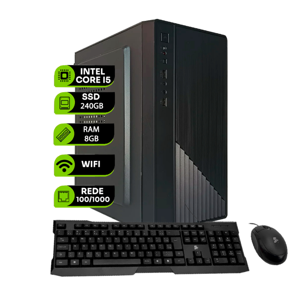 Pc Computador Cpu Intel I5 Ram 8gb Ssd 240gb Teclado E Mouse