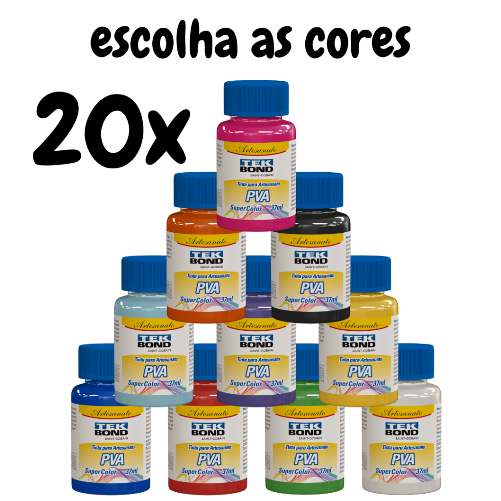 20x Tintas Pva Fosca P/ Artesanato 37ml (escolha as cores) em Oferta na Shopee
