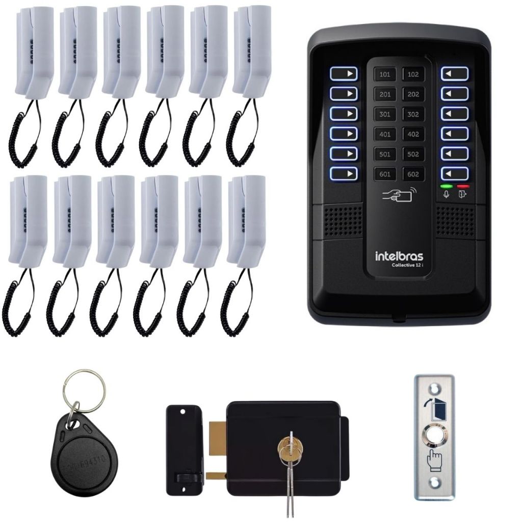 Porteiro Coletivo Interfone 12 Pontos Apartamentos Intelbras Com Fechadura