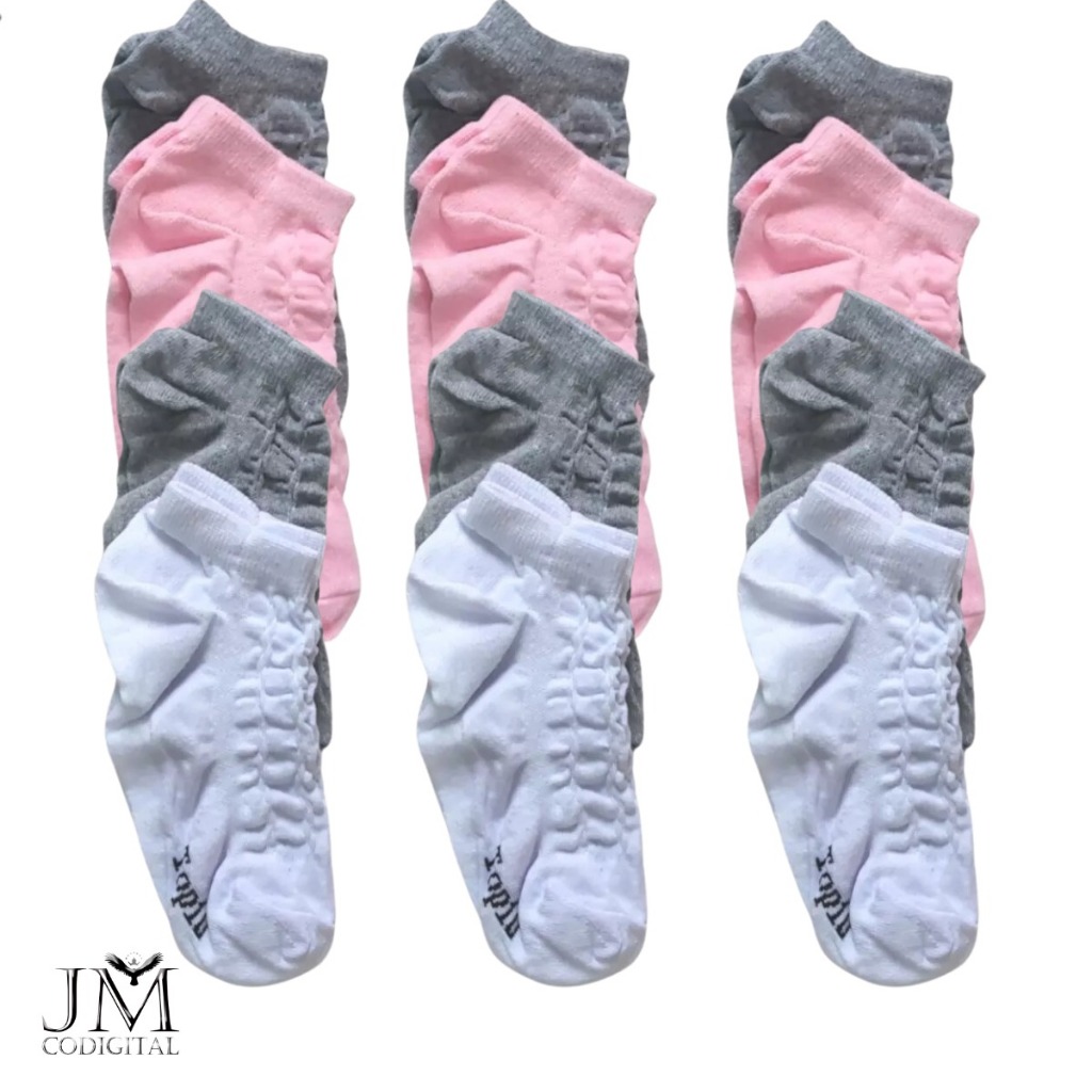 Kit 18 Pares De Meias Soquete Algodão Macia Feminino
