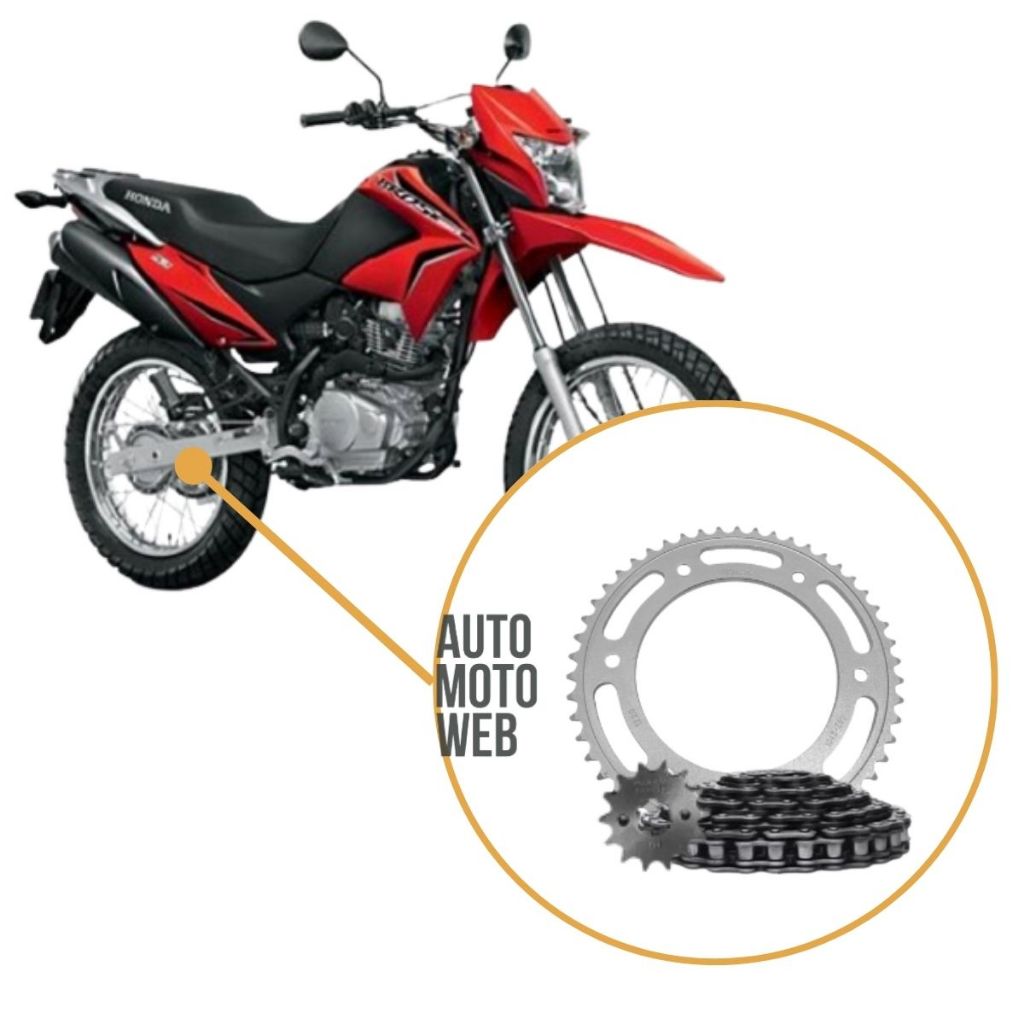 Kit Relação Tração Transmissão Sem Retentor Honda Nxr Bros 150 2005 a 2015 Original Nakata