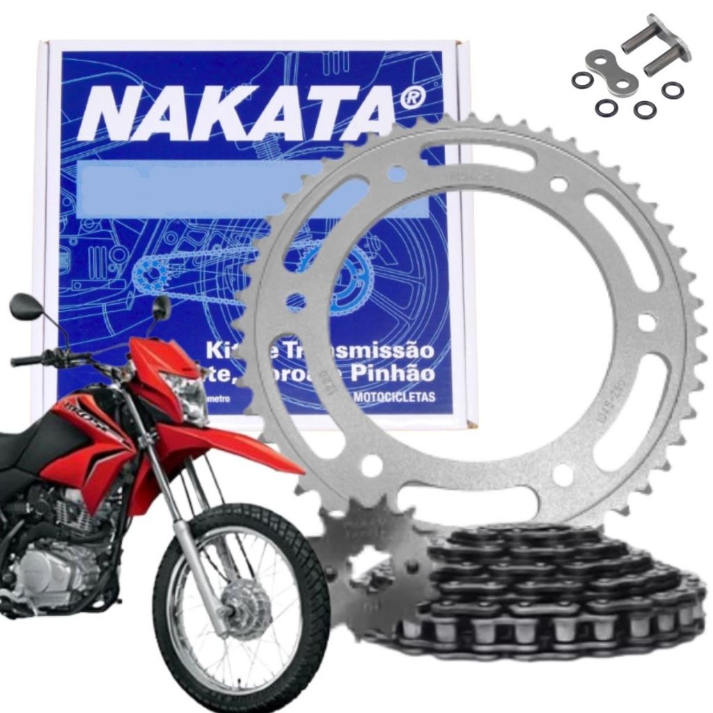 Kit Relação Tração Transmissão Com Retentor Honda Nxr Bros 150 2005 a 2015 Original Nakata