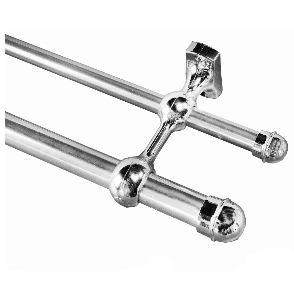 Varão De Cortina Duplo 28mm / 19mm Com 3 Metros Cromado Alumínio