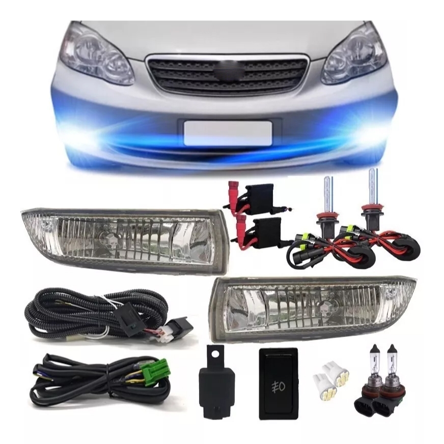 Kit Farol De Milha Neblina Auxiliar Corolla 2003 2004 + Xenon H3 8000k