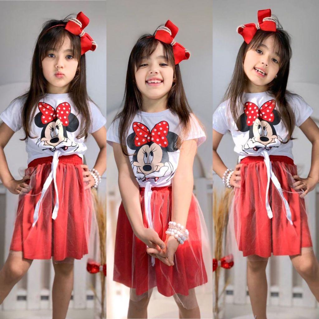 Conjunto Feminino  Infantil Roupa Minnie Blogueirinha Lançamento