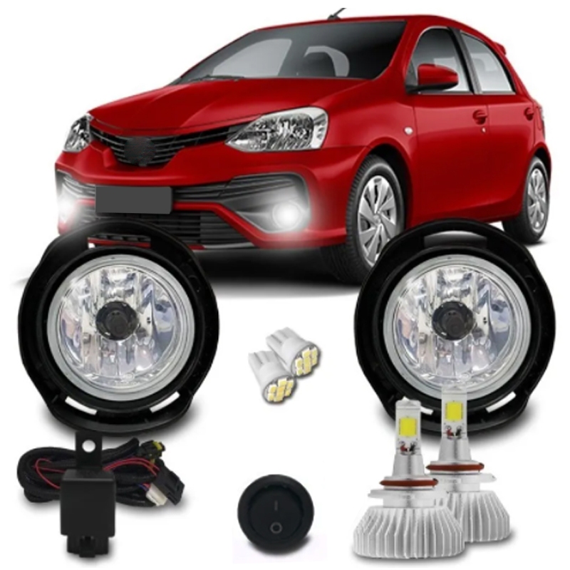 Kit Farol Milha Auxiliar Etios 2012 2013 2014 2015 + Kit Super Led 6k