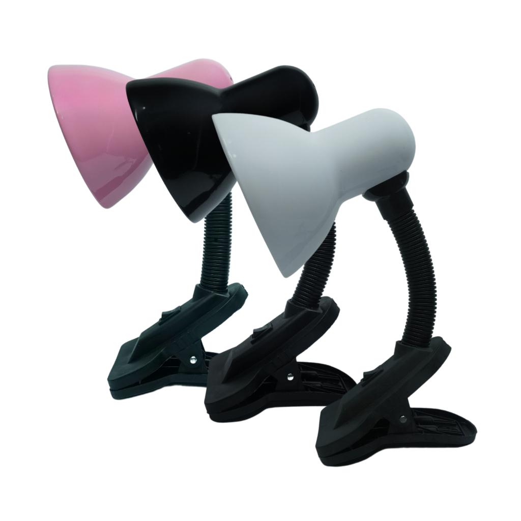Luminária Mesa Garra Pequena Bivolt Branco/Preto/Rosa