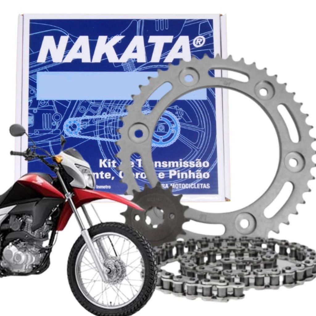 Kit Relação Tração Transmissão Honda Nxr Bros 160 XRE 190 2015 a 2025 Original Nakata