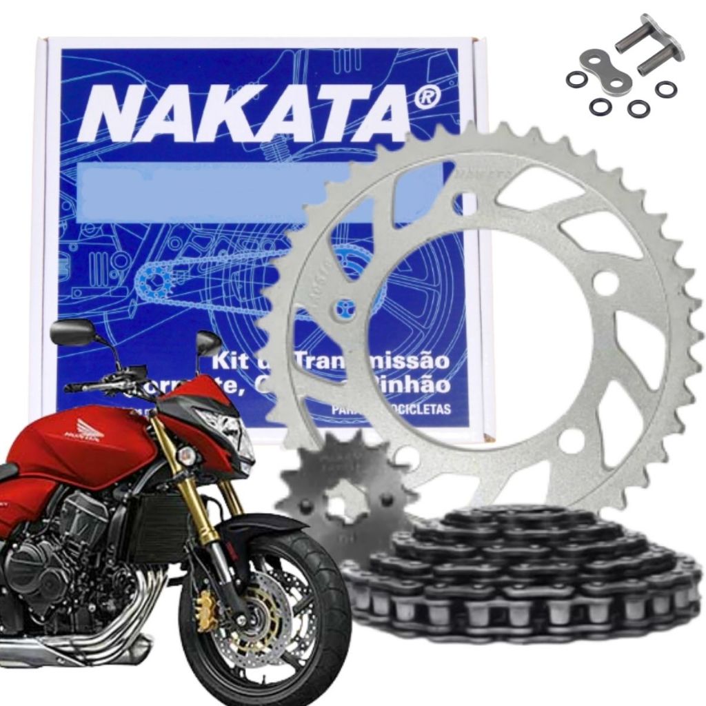 Kit Relação Tração Transmissão Com Retentor Honda Cb 600 Hornet 2008 a 2014 Original Nakata