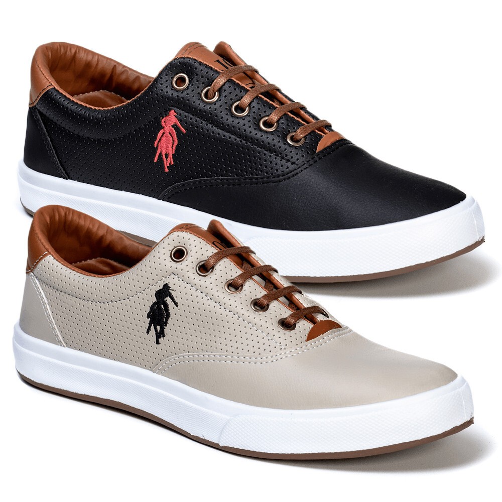 Kit 2 Sapatenis Masculino Adulto da Polo Open Original Sapato Macio Casual Social Confortavel leve