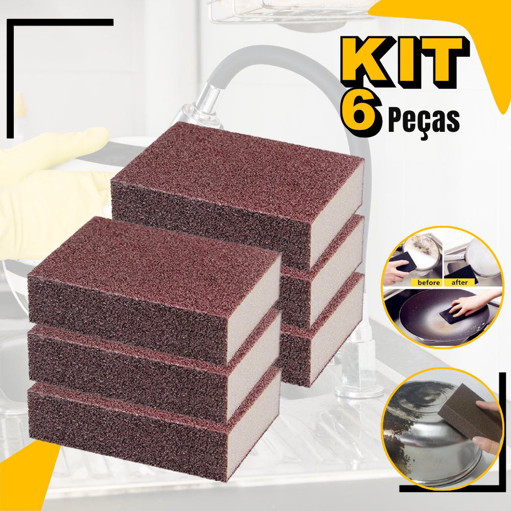 Imagem Kit 6 Esponjas Mágica Limpeza Forno Panelas Inox Remove Ferrugem