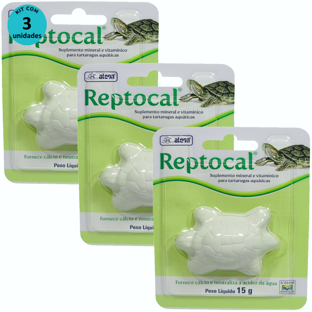 Alcon Reptocal 15g Kit Com 3 Para Répteis Tartaruga Aquática