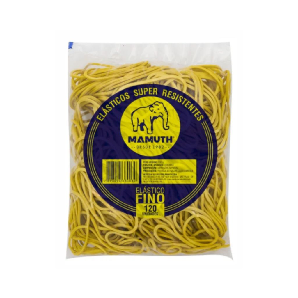 Elástico para Dinheiro Super Amarelo 120 Unidades Nº 18 (1, 2, 3 e 4 Unidades) - Mamuth