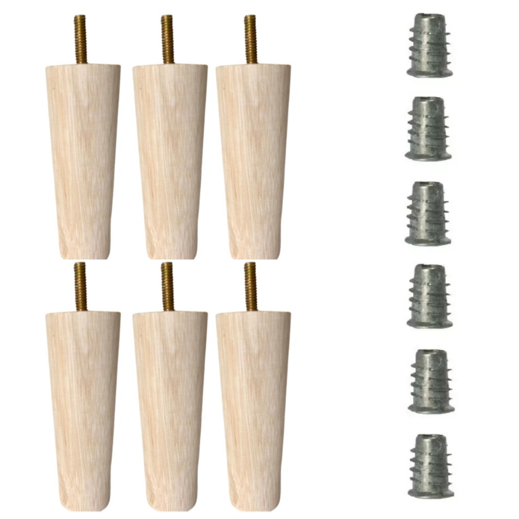 Kit Pés Cama Box Pes Madeira C/12cm Natural Casal + Bucha Americana Cru 5/16 em Oferta na Shopee