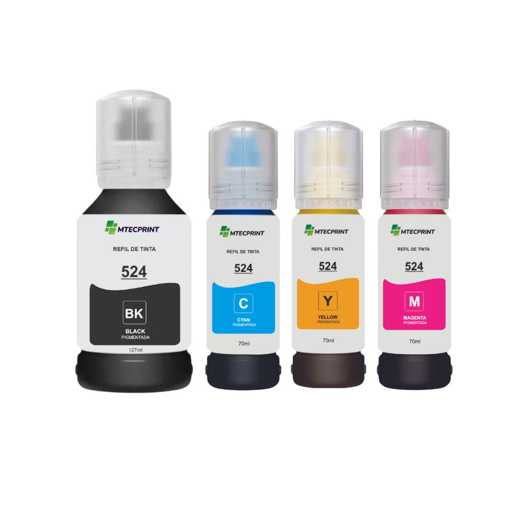 Kit 4 Tinta Compatível Para Epson 524 L6490 L15150 L15160 Pigmentadas