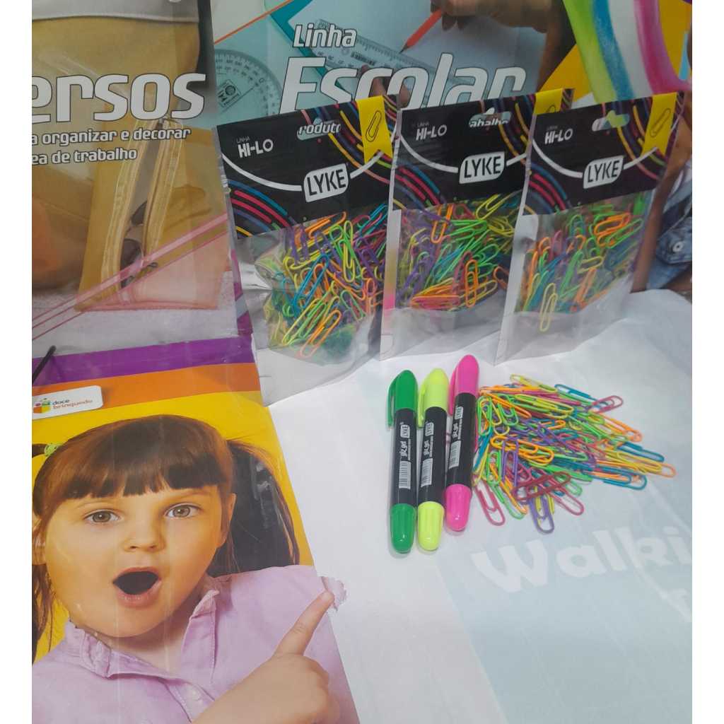 KIT CLIPS COLORIDO C/100 + 3 MARCA TEXTOS GEL (OAB 2º FASE)