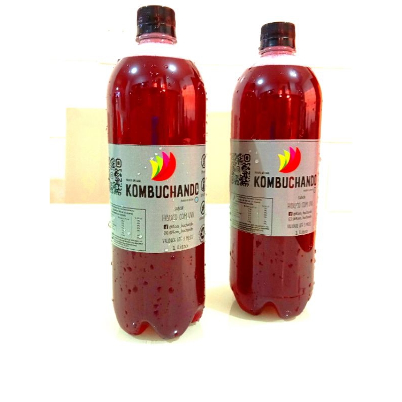 ❌ kombuchá / kit 2 x garrafas de 1 litro/sabor : chá verde/hibisco/uva.