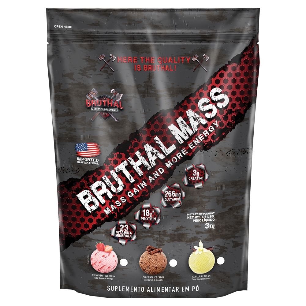 Hipercalórico Brutal Mass Energy Gain 3kg - Bruthal Sports Supplements