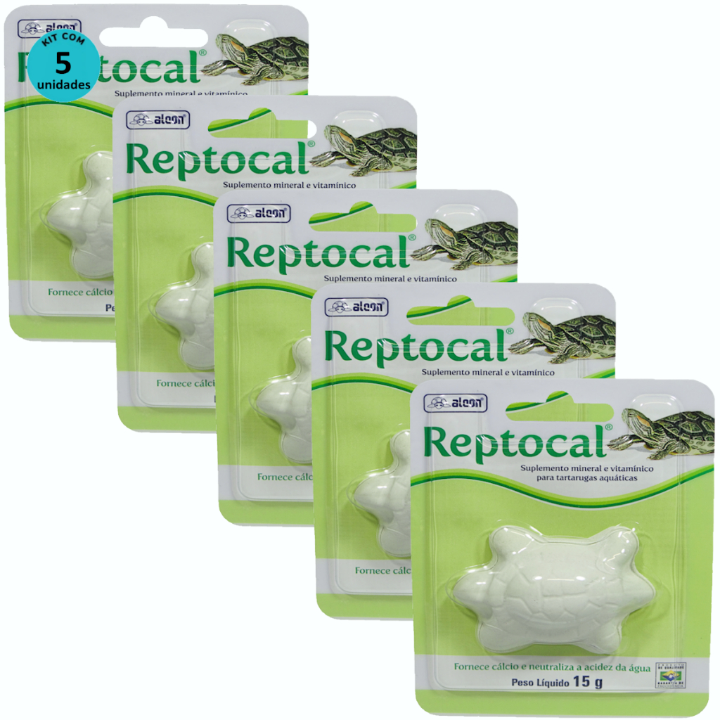 Alcon Reptocal 15g Kit Com 5 Para Répteis Tartaruga Aquática