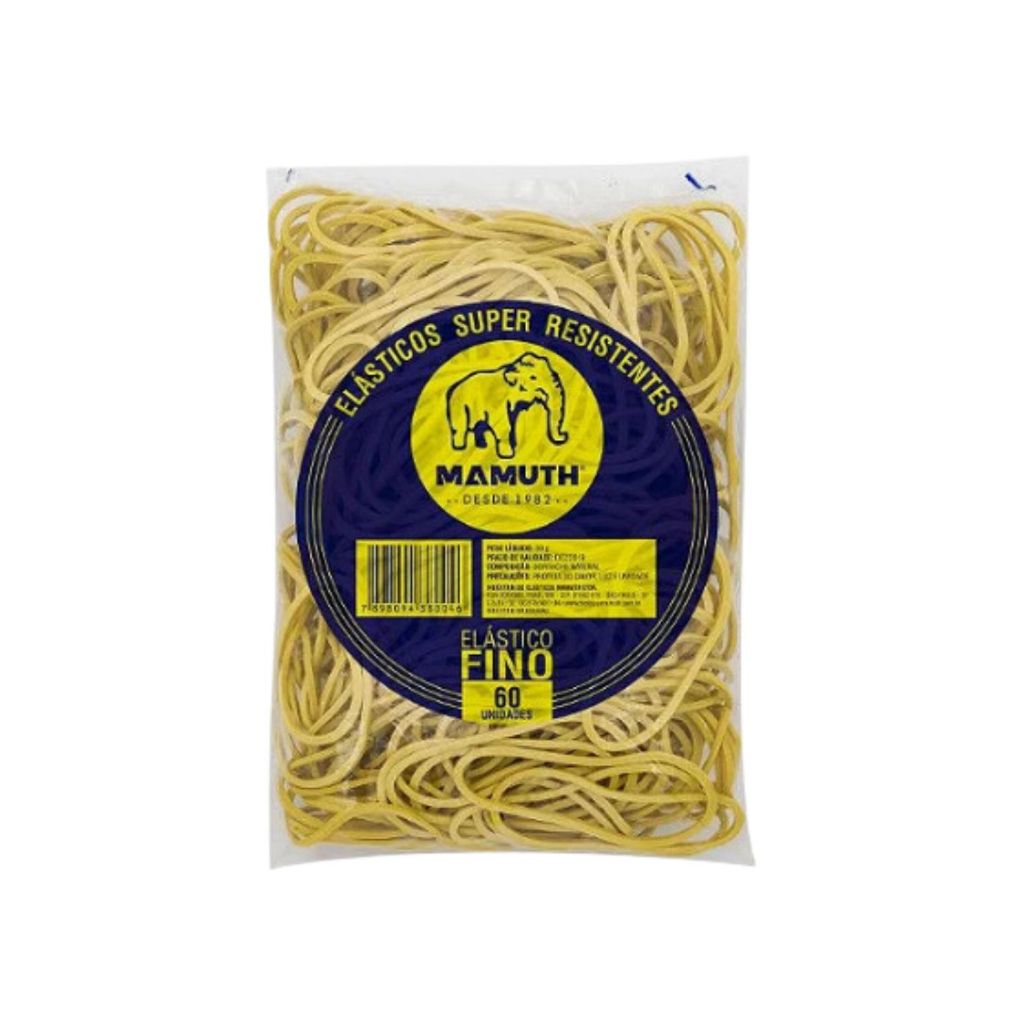 Elástico para Dinheiro Super Amarelo 60 Unidades Nº 18 - Mamuth em Oferta na Shopee