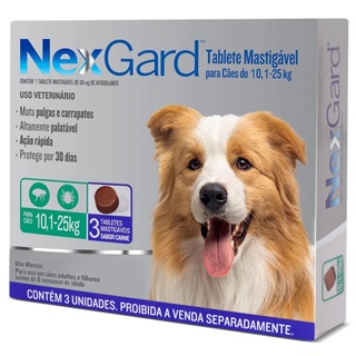 Nexgard 10 a 25kg com 3 Comprimidos Antipulgas e Carrapatos Para Cachorro em Oferta na Shopee