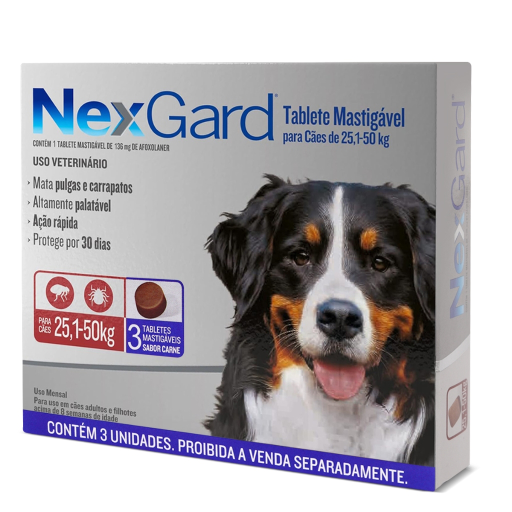 Nexgard 25kg A 50kg 3 comprimidos Antipulgas e Carrapatos Para Cachorro em Oferta na Shopee
