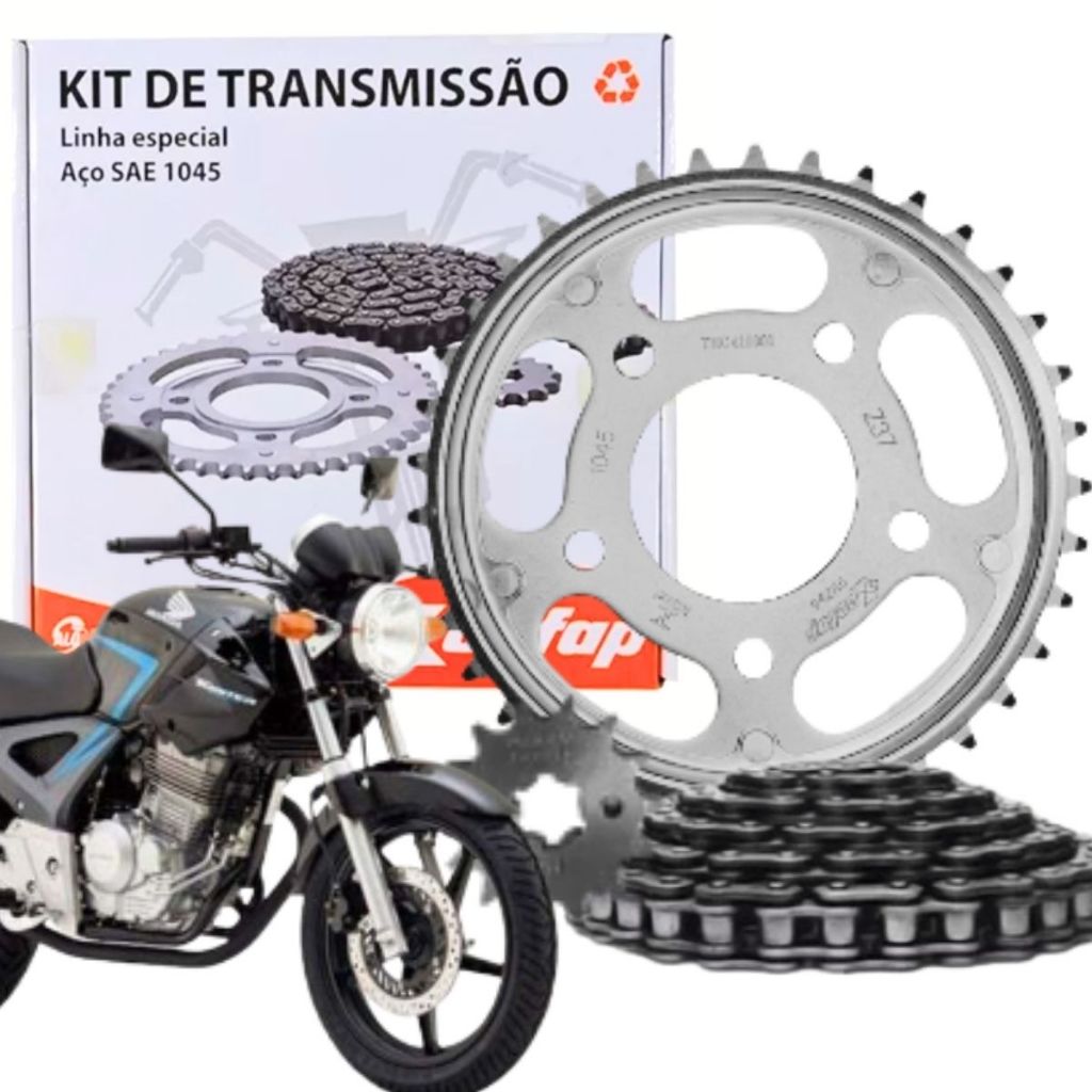 Kit Relação Tração Transmissão  CBX 250 Twister 2001 2002 2003 2004 2005 2006 a 2008 Original Cofap