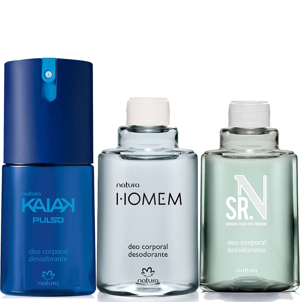 Kit Deo Corporal Desodorante Spray Kaiak Pulso + Refil Sr N Homem Tradicional Original 100ml Masculino Natura