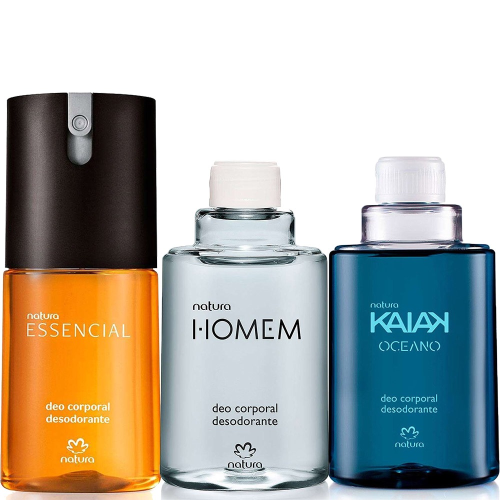 Deo Corporal Essencial + Refil Kaiak Oceano e Homem Clássico Tradicional 100ml Masculino Natura